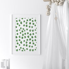 Load image into Gallery viewer, Watercolor whimsical green clover art print 07-276
