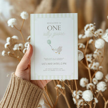 Load image into Gallery viewer, 0308 green one silly goose birthday invitation template 2
