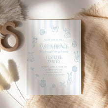 Load image into Gallery viewer, Kids Easter Party Invitation, Hand Drawn Bunny Egg Hunt, Spring Children Celebration 0805
