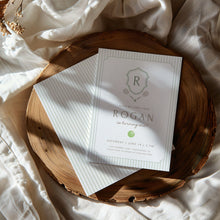 Load image into Gallery viewer, 0312 sage green tennis monogram birthday invitation template
