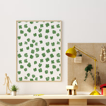 Load image into Gallery viewer, Watercolor whimsical green clover art print 07-276
