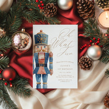 Load image into Gallery viewer, 0319 Nutcracker 1st Birthday Invitation, Christmas Ballet Holiday Winter Party Invite

