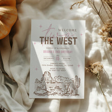 Load image into Gallery viewer, Welcome two the Wild West Pink Birthday Invitation Cowgirl Vintage Rodeo Editable Template 0336

