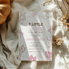Load image into Gallery viewer, Little Cowgirl Baby Shower Invitation, Pink Western Rodeo Evite Template 2043
