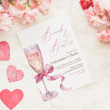 Load image into Gallery viewer, 0801 Pink Coquette Valentine's Party Brunch Party Invite, Galentine's Ladies Gathering, Digital Download
