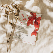 Load image into Gallery viewer, 2024 Red Bow Baby Shower Invitation, Tied with Love Baby Shower Invite, Christmas Holiday Baby Shower invitation template
