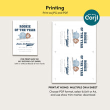 Load image into Gallery viewer, 0314 blue rookie of the year birthday invitation template
