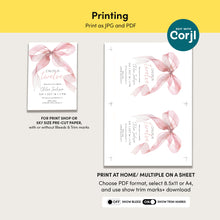 Load image into Gallery viewer, 0318 pink watercolor bow birthday invitation
