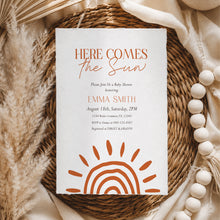 Load image into Gallery viewer, Boho Comes the Sun Baby Shower Invitation,  Editable Template 2045
