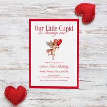 Load image into Gallery viewer, 0327 Vintage little Cupid Baby 1st Valentine's Birthday Invite, Editable Template, Digital Download
