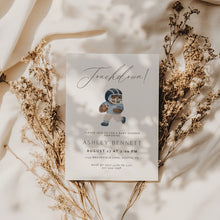 Load image into Gallery viewer, 2032 Blue Touchdown Teddy Bear Football Baby Shower Invite, Editable Template, Digital Download
