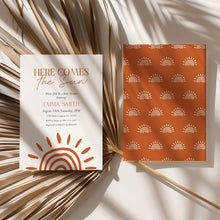 Load image into Gallery viewer, Boho Comes the Sun Baby Shower Invitation,  Editable Template 2045
