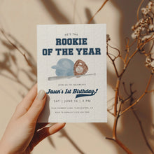 Load image into Gallery viewer, 0314 blue rookie of the year birthday invitation template
