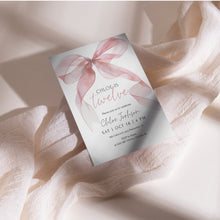 Load image into Gallery viewer, 0318 pink watercolor bow birthday invitation
