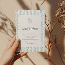 Load image into Gallery viewer, Corjl editable Grandmillennial Floral Baby Shower Invitation 2014
