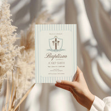 Load image into Gallery viewer, 0501 blue cross baptism invitation template
