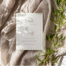Load image into Gallery viewer, 0308 green one silly goose birthday invitation template 2
