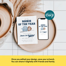 Load image into Gallery viewer, 0314 blue rookie of the year birthday invitation template
