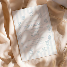 Load image into Gallery viewer, Kids Easter Party Invitation, Hand Drawn Bunny Egg Hunt, Spring Children Celebration 0805
