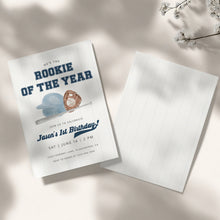 Load image into Gallery viewer, 0314 blue rookie of the year birthday invitation template
