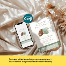 Load image into Gallery viewer, 0325 Sage green Our Little Quarterback&#39;s First Down Birthday Invitation Template, Digital Download
