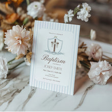 Load image into Gallery viewer, 0501 blue cross baptism invitation template
