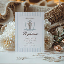 Load image into Gallery viewer, 0501 blue cross baptism invitation template
