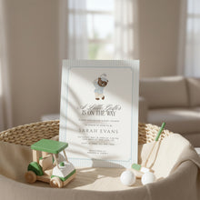Load image into Gallery viewer, Teddy Bear Little Golfer Is On The Way Blue Golf Baby Shower Invitation 2041
