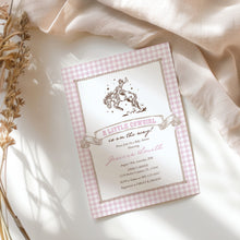 Load image into Gallery viewer, Pink Gingham Western Little Cowgirl Rodeo Baby Shower Invitation Editable Template 2043
