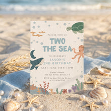 Load image into Gallery viewer, Blue Two the Sea Birthday Invitation Editable Boy Under the Sea 2nd Birthday Invite 0339
