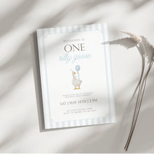 Load image into Gallery viewer, 0308 Blue one silly goose birthday invitation template 2
