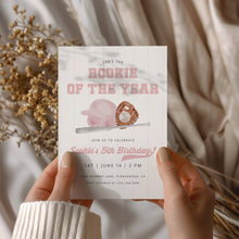 Load image into Gallery viewer, 0314 pink rookie of the year birthday invitation template
