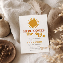 Load image into Gallery viewer, Comes the Sun Baby Shower Invitation, Boho Retro Editable Template 2045
