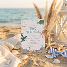 Load image into Gallery viewer, Blue Two the Sea Birthday Invitation Editable Boy Under the Sea 2nd Birthday Invite 0339
