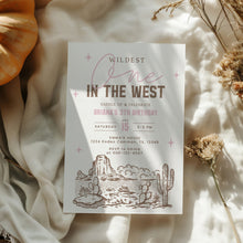 Load image into Gallery viewer, Pink Wildest One in the West Invitation Boy 1st Birthday cowgirl Western Editable Template 0336
