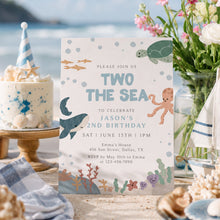 Load image into Gallery viewer, Blue Two the Sea Birthday Invitation Editable Boy Under the Sea 2nd Birthday Invite 0339
