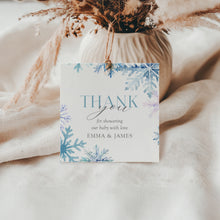 Load image into Gallery viewer, 2024 Blue Snowflake Baby Shower Favor Tag, Winter Baby Shower Thank You Label, Holiday Shower Favor Tags, Editable Template
