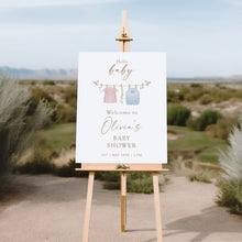 Load image into Gallery viewer, 2031 Pink Blue Baby Clothesline Baby Shower Gender Reveal Sign, Hello Baby, Digital Download
