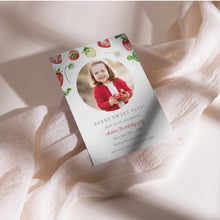 Load image into Gallery viewer, 0326 Berry sweet Strawberry 5th Birthday Photo Invite, Editable Template, Digital Download
