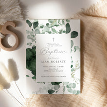 Load image into Gallery viewer, 0501 greenery baptism invitation template
