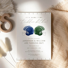 Load image into Gallery viewer, 0325 Touchdown Football Joint Birthday Invite, Brothers Sports Party, Editable Template, Digital Download
