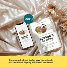 Load image into Gallery viewer, Born Two Ball Sports Birthday Invitation for Boys 2nd Party Invite Editable Corjl Template 0334
