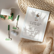 Load image into Gallery viewer, Teddy Bear Little Golfer Is On The Way Blue Golf Baby Shower Invitation 2041
