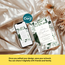 Load image into Gallery viewer, 0501 greenery baptism invitation template
