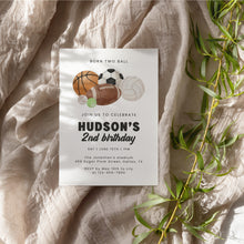 Load image into Gallery viewer, Born Two Ball Sports Birthday Invitation for Boys 2nd Party Invite Editable Corjl Template 0334
