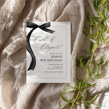 Load image into Gallery viewer, Black bow Eight &amp; Elegant 8th Birthday Invitation, Editable template, Digital Download 0324
