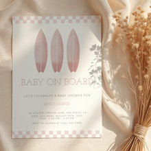 Load image into Gallery viewer, Corjl editable Pink baby on board baby shower invitation template 2013

