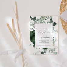 Load image into Gallery viewer, 0501 greenery baptism invitation template
