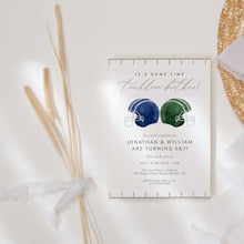 Load image into Gallery viewer, 0325 Touchdown Football Joint Birthday Invite, Brothers Sports Party, Editable Template, Digital Download
