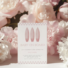 Load image into Gallery viewer, Corjl editable Pink baby on board baby shower invitation template 2013
